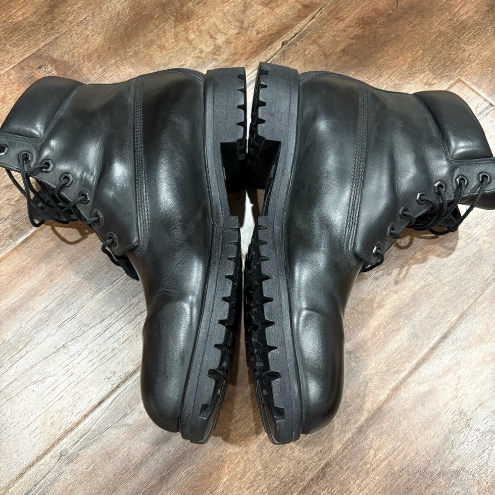 Timberland Black Leather 6-Inch Premium Boots Men’s 12W Wide - Picture 12 of 15